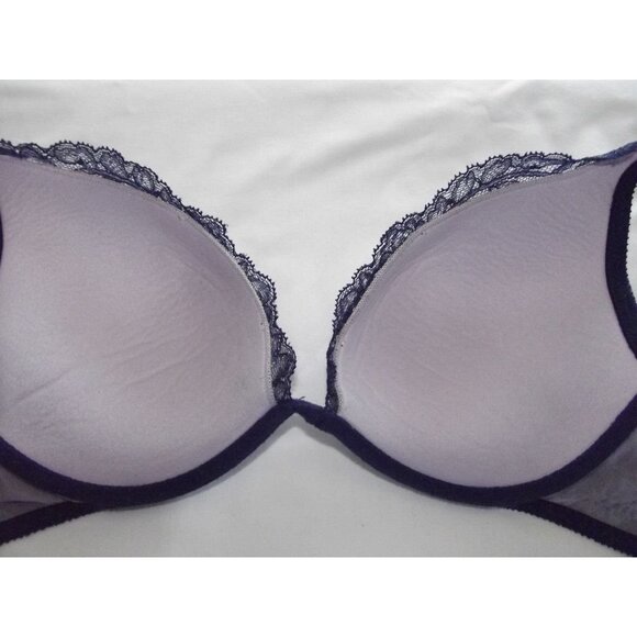 Victoria's Secret 34C Blue Lace Rhinestone Push Up Lace Bra padded crisscross - Picture 6 of 10